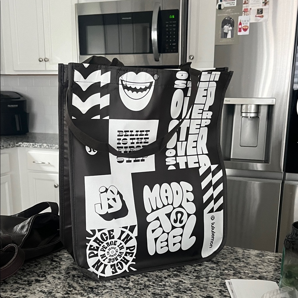 lululemon athletica Graphic Black and White large  Tote